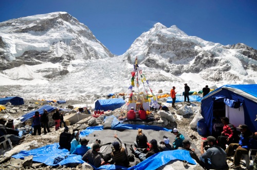 Puja Ceremony just below the Khumbu Icefall